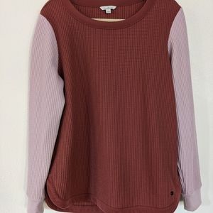 LL BEAN Signature Thermal Color block long sleeve boat neck